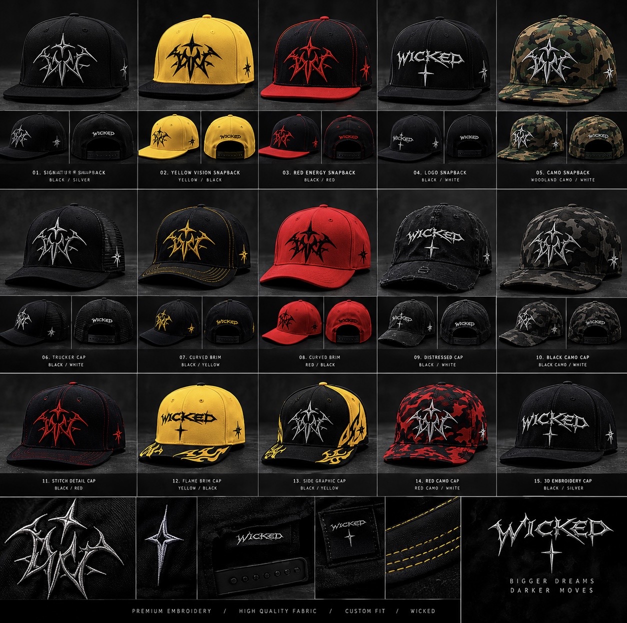 NOTHING BUT WICKED visual identity and headwear lookbook